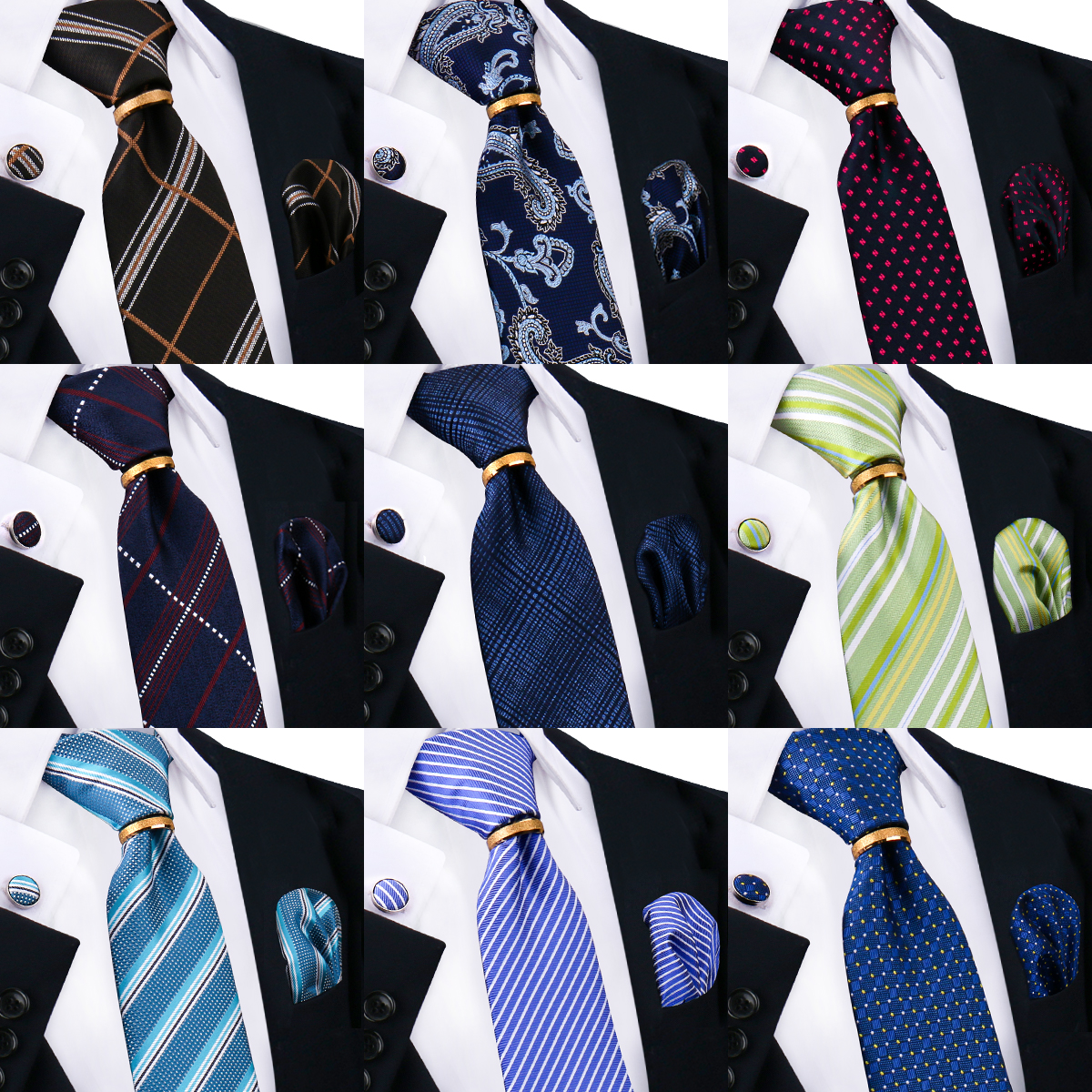 Men'S Accessories Gift Set Branded - ربطة عنق منقطة مخططة للرجال ،