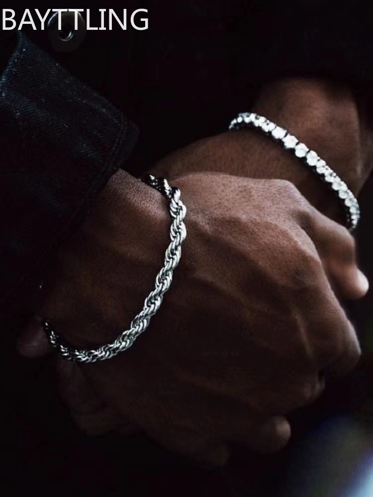 Men Accessories Chain And Bracelet - الهيب هوب روك 925 فضة تويست