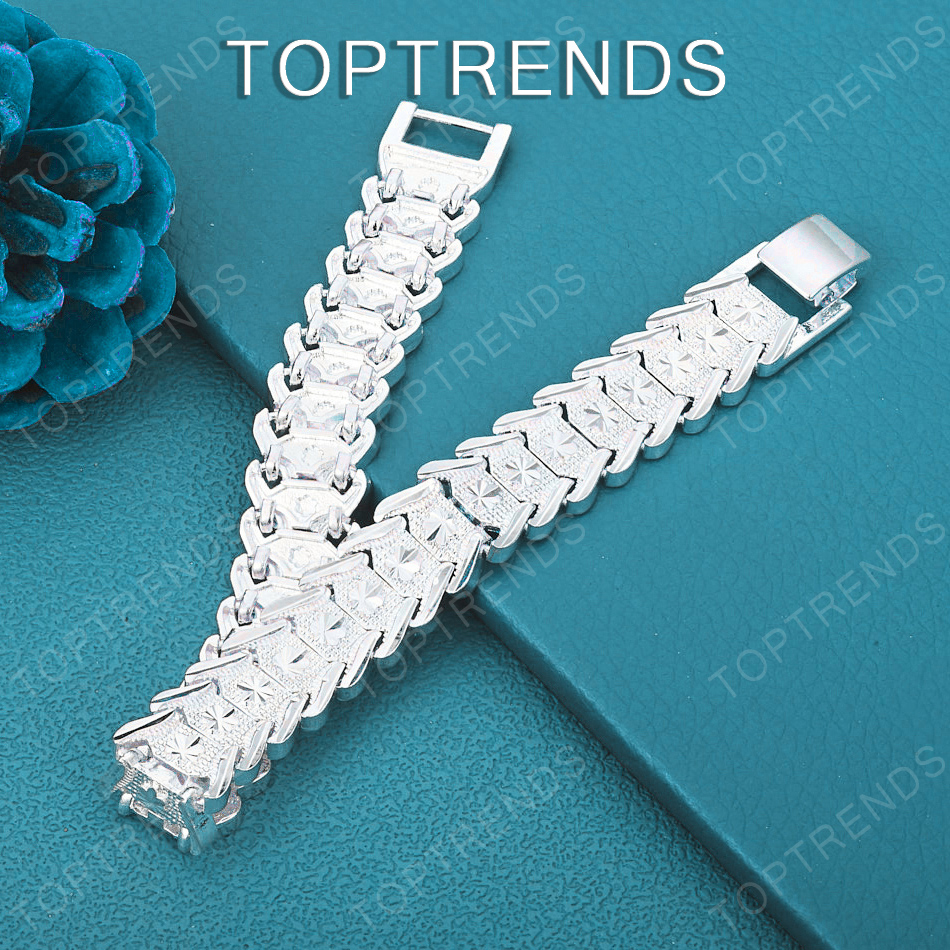 Men Accessories Chain And Bracelet - سوار ساعة أنيق من الفضة الإسترلينية
