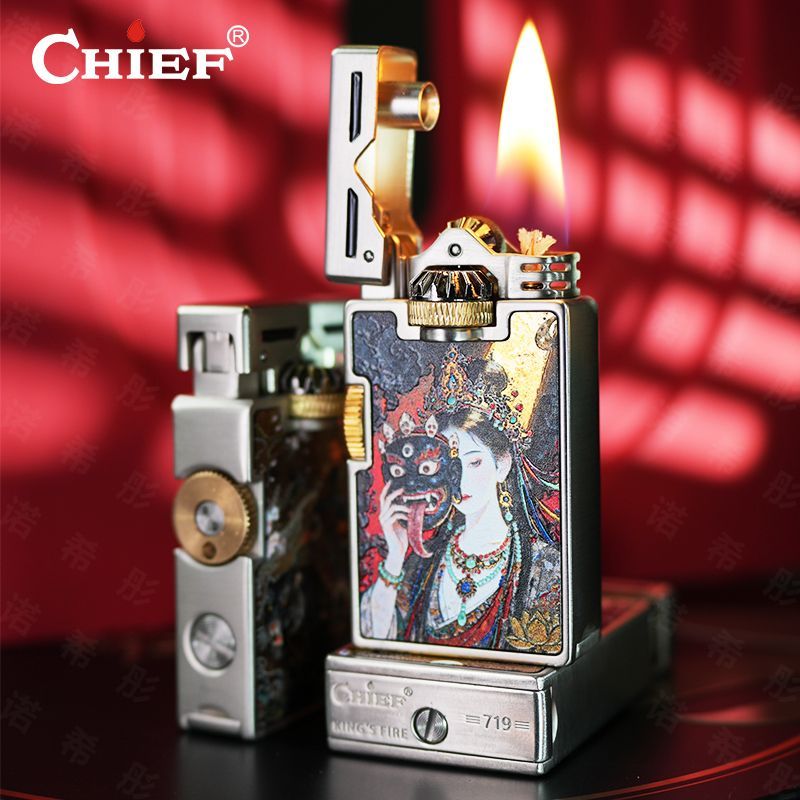 Lighter Windproof - ولاعة زيت ريترو من CHIEF مقاومة
