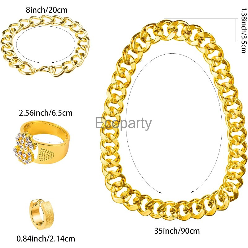 80s 90s الهيب هوب زي الاكسسوار - مراجعة Men Accessories Chain And Bracelet وسعره