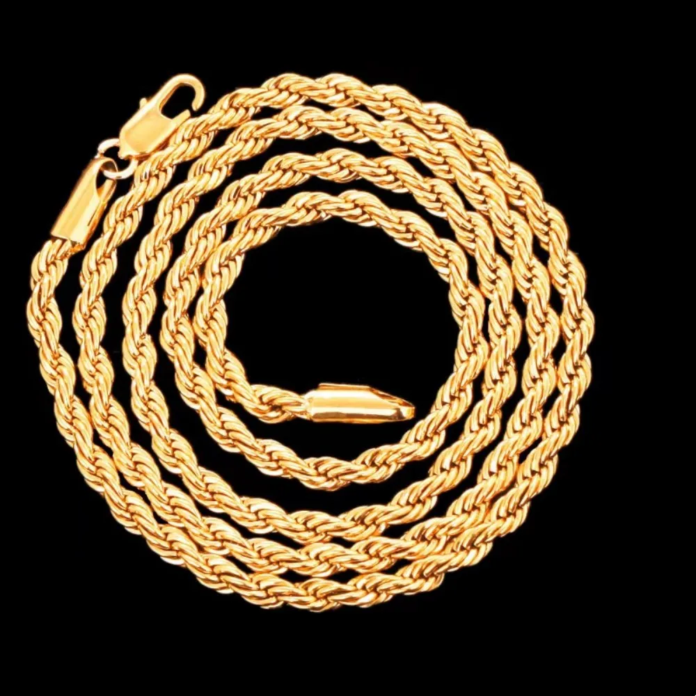 2 قطع الأزياء 18 كيلو الذهب 4  - مراجعة Men Accessories Chain And Bracelet وسعره